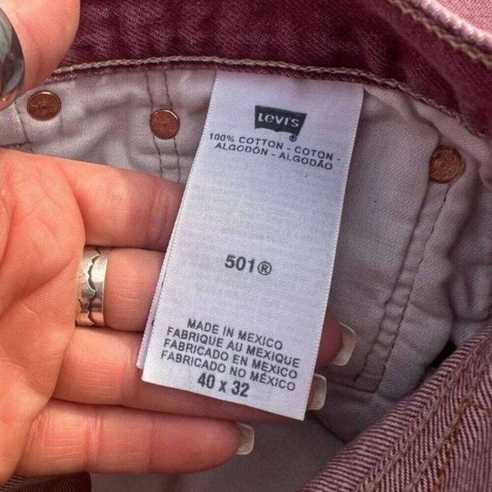 Levi’s 501 Burgundy Denim Jeans – Size 40x32 – Bold, Classic & Unapologetic 🍷 - Picture 6 of 7